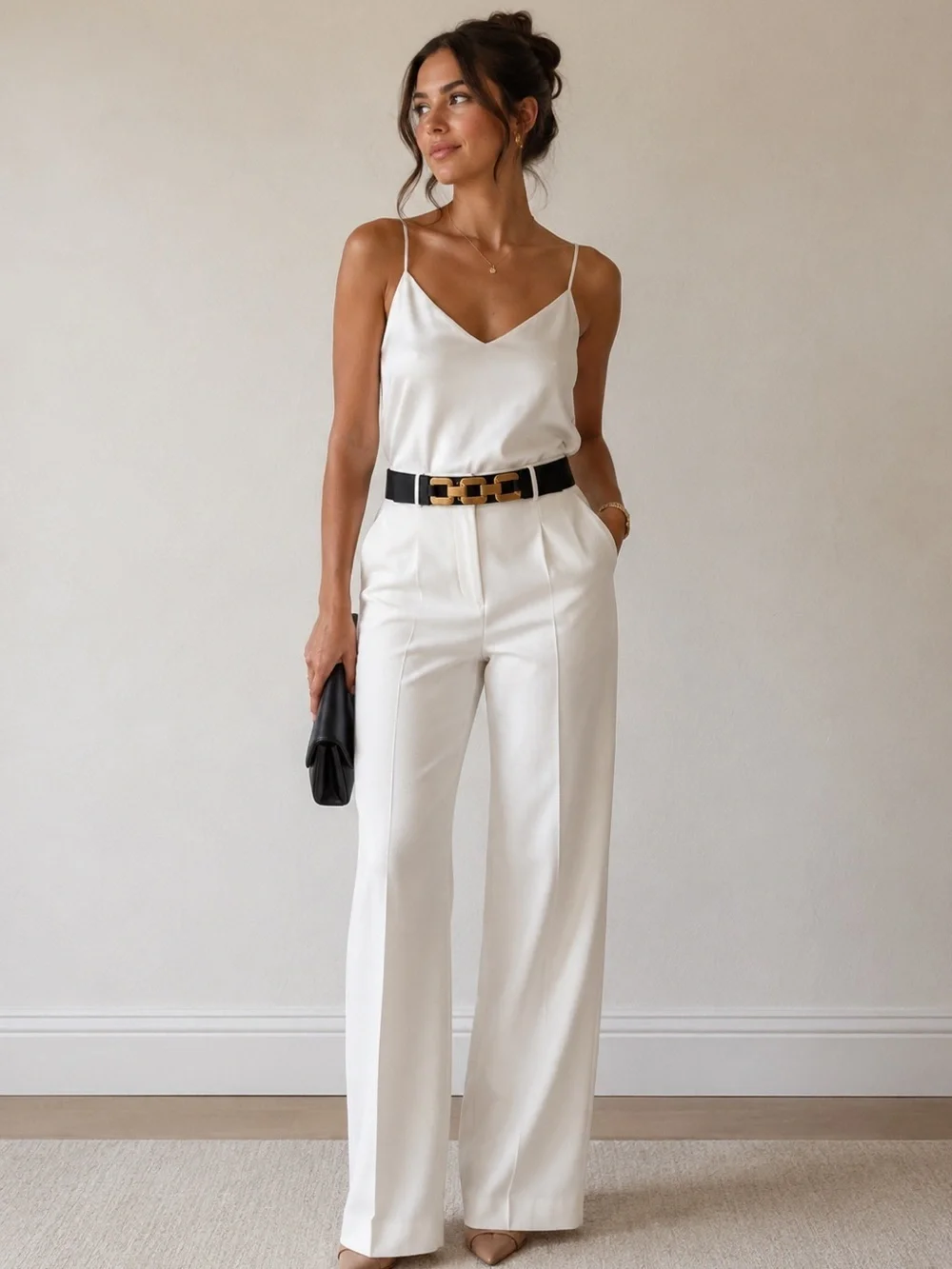Black Belt with Gold Chain Accent